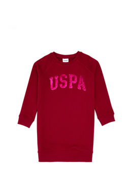 K_z _ocuk Koyu Frambuaz Payet Detayl_ Bisiklet Yaka Sweat _rme Elbise Sepette S_rpriz _ndirim - U.s. polo assn фото 8