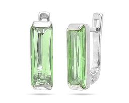 Серьги из серебра празиолит кварц, Ю-200М41