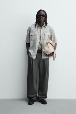 CAMISA RELAXED FIT CUADROS / verde lavado