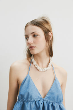 Top denim con escote halter - H&m фото 7