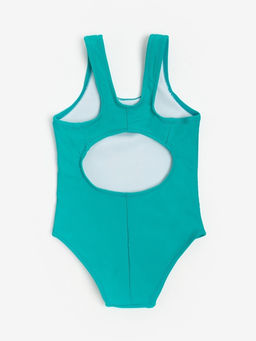 Купальник для девочки слитный MINAKU: Swim Collection, зелёный, рост 128-134 см