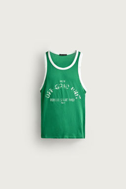 CAMISETA TANK  CONTRASTE EFECTO VINTAGE / Verde / Crudo - Zara фото 6