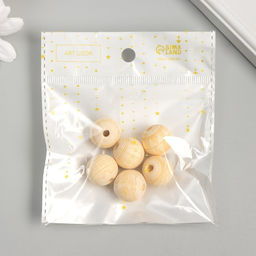 Цена за 2 шт. Бусина дерево для творчества «Круглая. Узоры» d=1.8 см набор 6 шт.