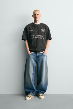 CAMISETA LAVADA ESTAMPADOS / Gris antracita