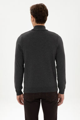 Erkek Slim Fit Yar_m Bal_k__ Yaka Antrasit Melanj Kazak - U.s. polo assn фото 12