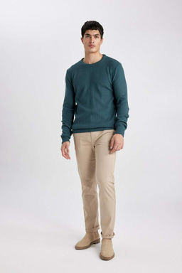 Брюки-чиносы прямого кроя из габардина с карманом на молнии и парусиновой тканью стандартного кроя - Defacto фото 3