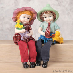 Цена за 4 шт. Фигурка Мальчик,Девочка висячие ножки 11 см / XC940 /уп 4/240/