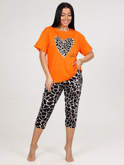 627 ДОМАШНИЙ КОСТЮМ ЖЕНСКИЙ (бриджи) (Оранжевый/чёрный жираф)