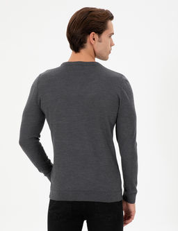 Erkek Slim Fit Bisiklet Yaka Antrasit Melanj Kazak - U.s. polo assn фото 5