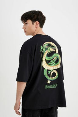 Dragon Ball Loose Fit Bisiklet Yaka S?rt Bask?l? K?sa Kollu Tisort