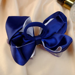 Цена за 6 шт. Резинка для волос «Школьница», бант цветок бусина звёзды, 12×7 см, бело-синяя