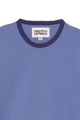 CAMISETA SLIM FIT RIB CONTRASTE / Azul