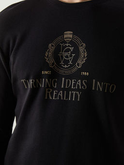 Bisiklet Yaka Uzun Kollu Bask?l? Erkek Sweatshirt