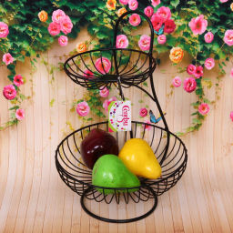 Фруктовница "Brownie" 2 яруса (16*25*36см) черная, полоски