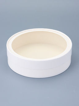 Коробка подарочная круглая с окном, завальцованная, белая, 20×6 см