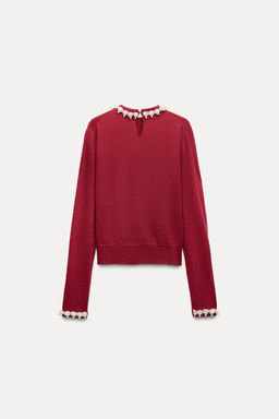 PLAIN KNIT SWEATER WITH FAUX PEARLS - Zara фото 14