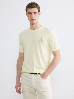 Bisiklet Yaka Bask?l? Penye Erkek Ti??rt