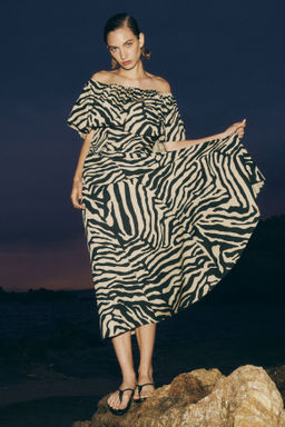 Vestido off-the-shoulder con volante - H&m фото 3