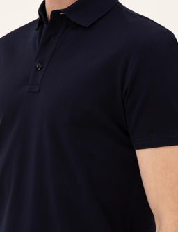 Lacivert Slim Fit Polo Yaka Merserize T-shirt