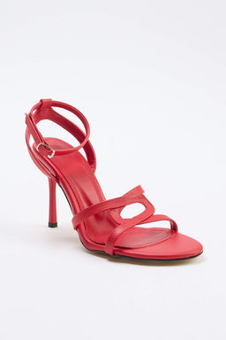 K?rm?z? Kad?n Klasik Topuklu Terlik