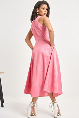 Сарафан хлопковый в полоску красный