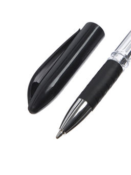 Набор шариковых ручек, 4 штуки, узел 0.5 мм, чёрный стержень, резиновый упор, прозрачный корпус