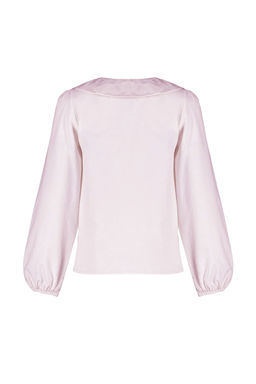 TRENDYOLMILLA Ekru Yakas? Nak?s Detayl? Pamuk Regular Normal Kal?p Dokuma Gomlek TWOSS23GO00009 фото 8