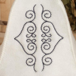 Шапка для бани с вышивкой Узоры Азии темно-синий узор - Добропаровъ фото 2