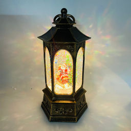 Новогодний декор Фонарь стекло - Дед Мороз в санях 26 см (арт. 8894A)