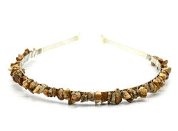 Ободок на голову женский с яшмой бежевой