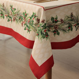 Набор новогодний Christmas wreath, скатерть 150×220 см ±3 см с ВГМО, салфетка 40×40 см-12 шт., 100% хлопок