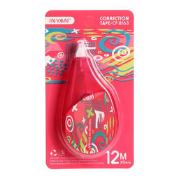 Корректор-лента 12 м × 5 мм, блистер, европодвес, корпус МИКС с рисунком