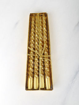 Свеча стержень 4 штуки 20 см витая / SW-701 /уп 144/ золотая - ГалеонТрейд фото 6