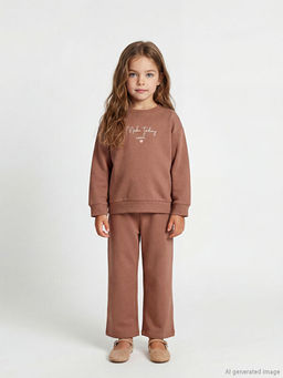 K?z ?ocuk Sweatshirt ve Pantolon Tak?m