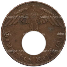 Монета 1 рейхспфенниг 1937 года D Германия