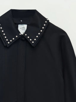 Плащ из хлопка с декоративными элементами на съемном воротнике ZR2604102221-50 / Zarina  фото 3