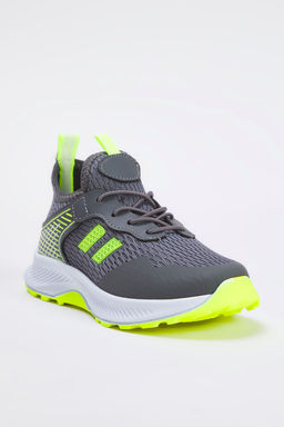 Trendyol Shoes Gri Bagc?kl? Neon Detayl? Hafif Taban Buyuk/Kucuk Erkek Cocuk Kids Spor Ayakkab? TAKSS25SN00025 - Trendyolmilla фото 4