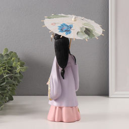 Фигурка полистоун «Девочка в кимоно с зонтиком», розово-сиреневый, 9×12×25 см