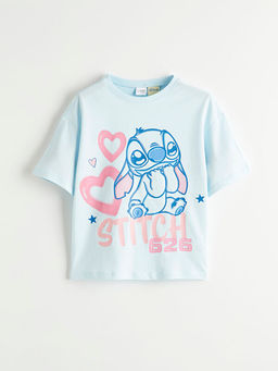 K?z ?ocuk Stitch Bask?l? ?ortlu Pijama Tak?m?