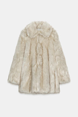 FAUX FUR COAT WITH PADDED SHOULDERS - Zara фото 2