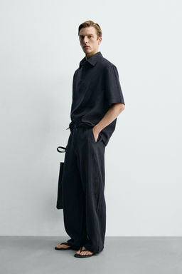 PANTAL?N RELAXED FIT 100% LINO / Marino oscuro