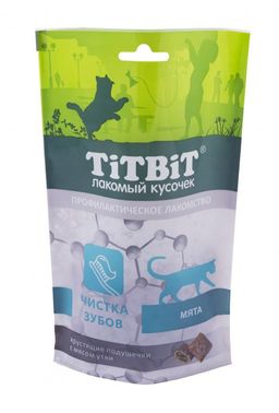 Титбит Хруст. подушечки д/кош. с уткой для чистки зубов 60 г.1/10 4690538015407