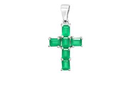 Подвеска из серебра зеленый агат, Венец