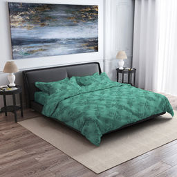 Простыня Евростандарт "Ботаника" мятный 240х220см, поплин 115г/м2, хлопок 100%, упаковка "классическая" ПВХ 28х41см, "Домашняя мода" (Россия)