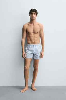 MID-LENGTH SEERSUCKER SWIMMING TRUNKS - Zara фото 5