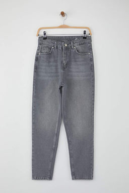 Gri Yuksek Bel Mom Jeans TWOAW26JE00059 - Trendyolmilla фото 5