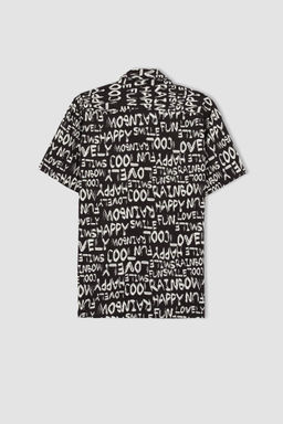 Гавайская рубашка из вискозы обычного кроя с принтом и короткими рукавами - Defacto фото 9