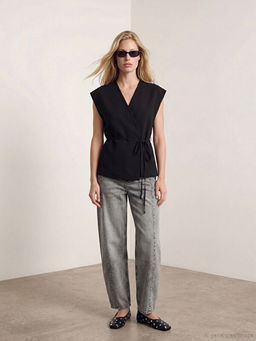 Kruvaze Yaka Kad?n Klasik Yelek