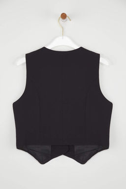 Trendyolmilla Siyah Fitted Dokuma Crop Yelek TWOSS25YE00121  фото 6