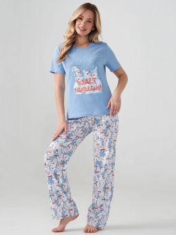Пижама парная женская 100% хлопок Снеговик - Оптима фото 4
